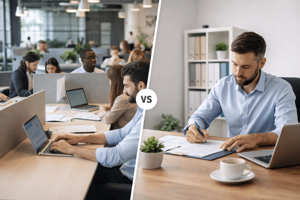 espacio compartido vs oficina privada